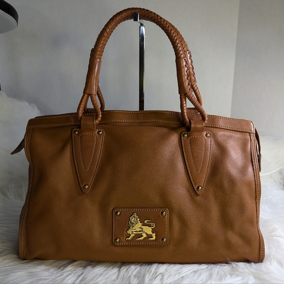 ❤️MCM shoulder Princess Lion Leather Cognac Hand bag Shoulder Purse C2806❤️ - Picture 3 of 11
